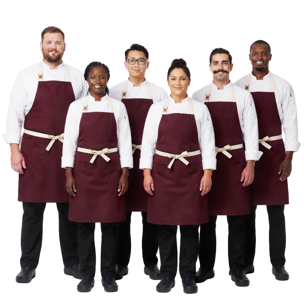 CHEFtog-Burgundy-Apron-Group