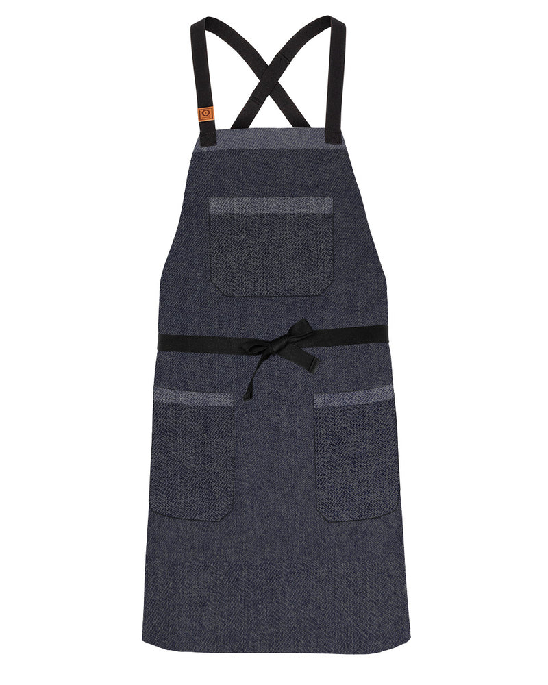 cheftog.com Regular Dark Indigo Cuffed Outlaw Denim CrossBack Snap Tie Apron 2815-01ID-RG
