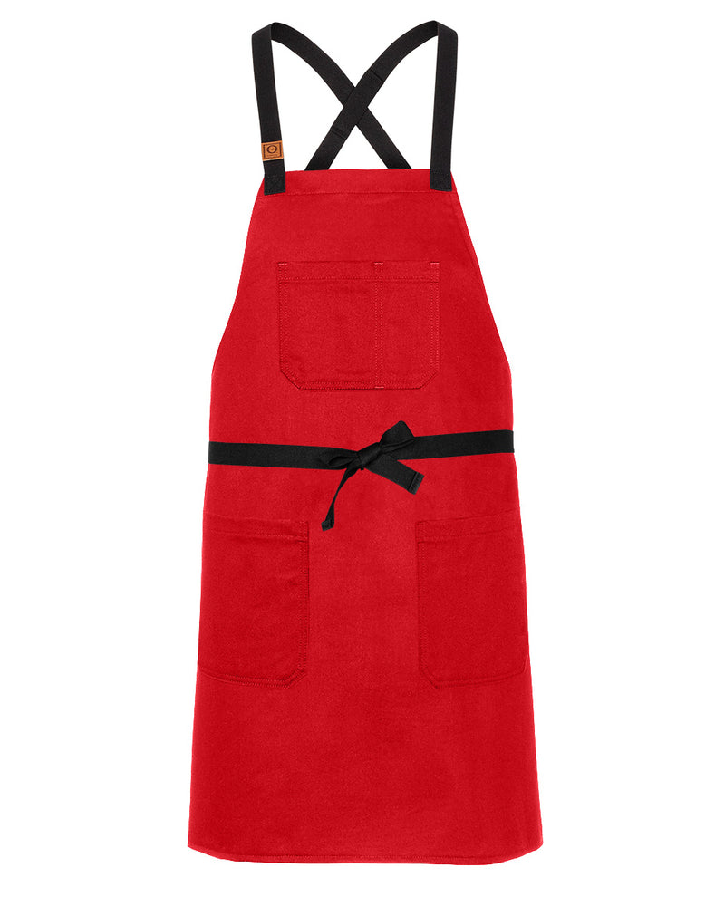 cheftog.com Regular Red Bull Denim CrossBack Snap Tie Apron 2030S-33BD-RG