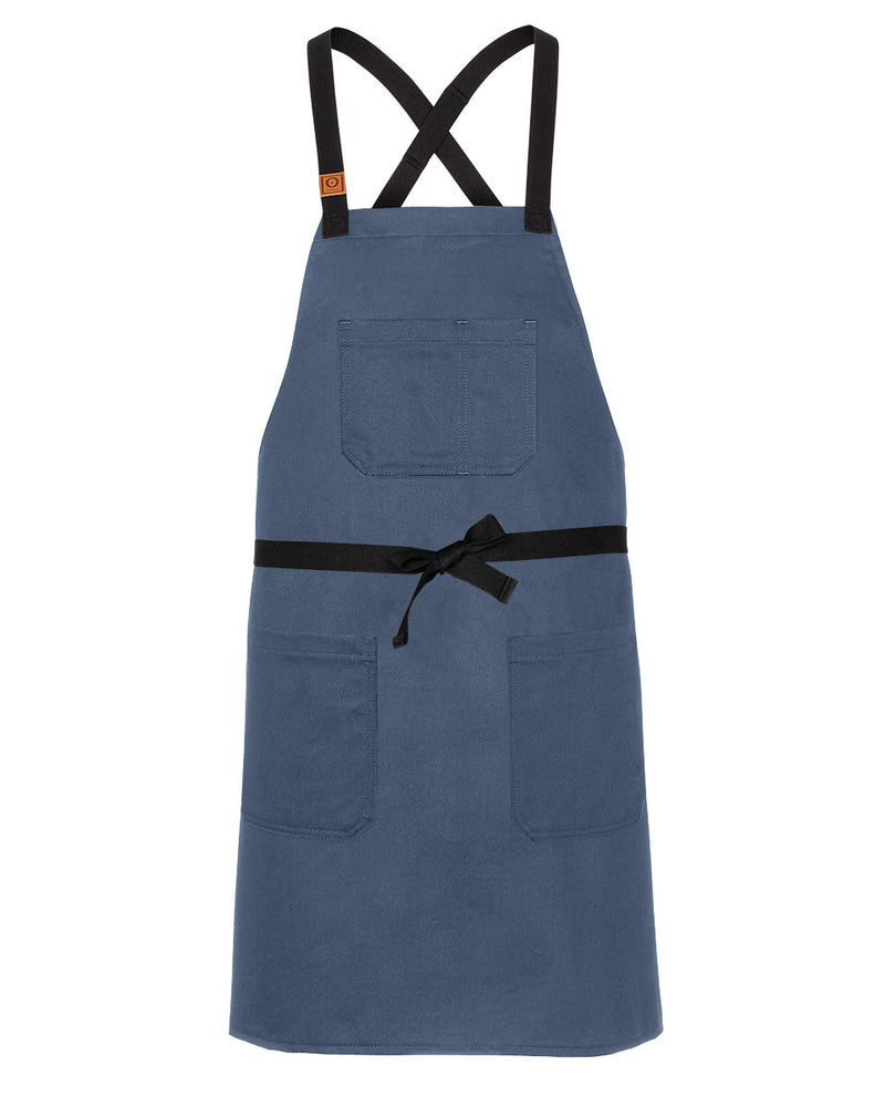 cheftog.com Regular Slate Bull Denim CrossBack Snap Tie Apron 2030S-12BD-RG