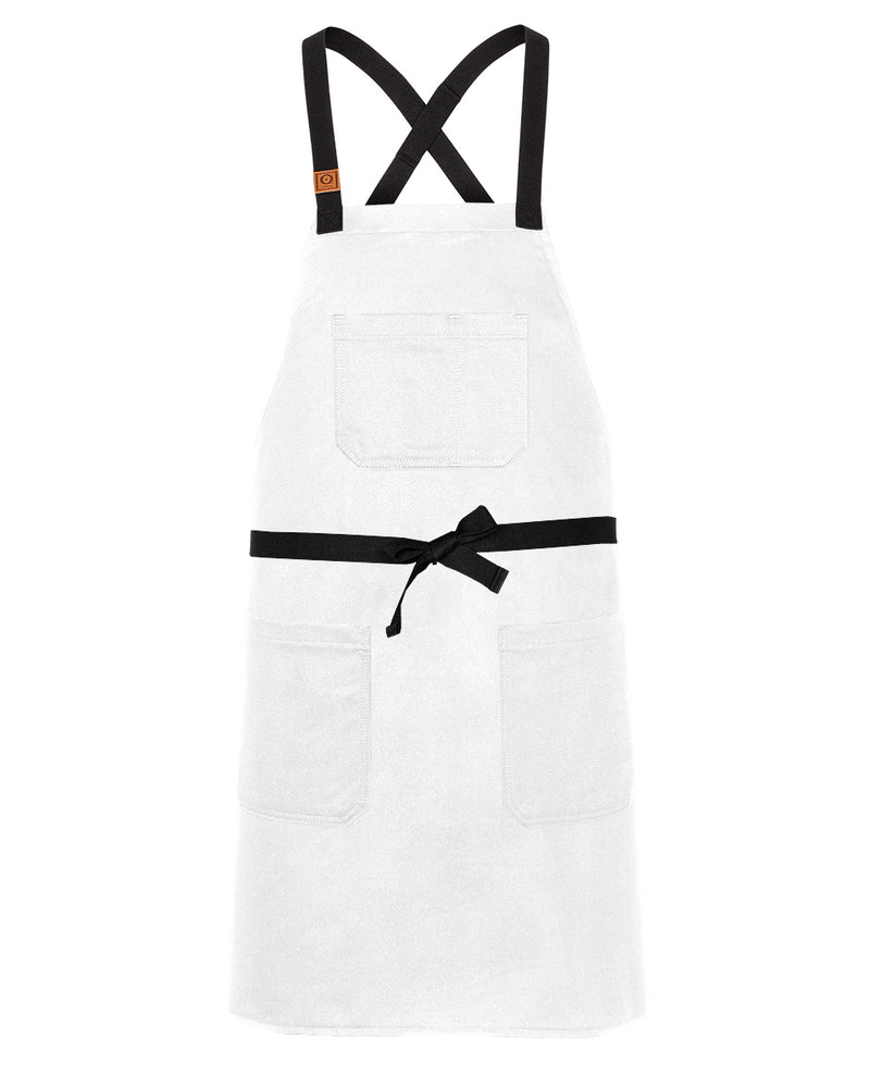 cheftog.com Regular White Bull Denim CrossBack Snap Tie Apron 2030S-02BD-RG