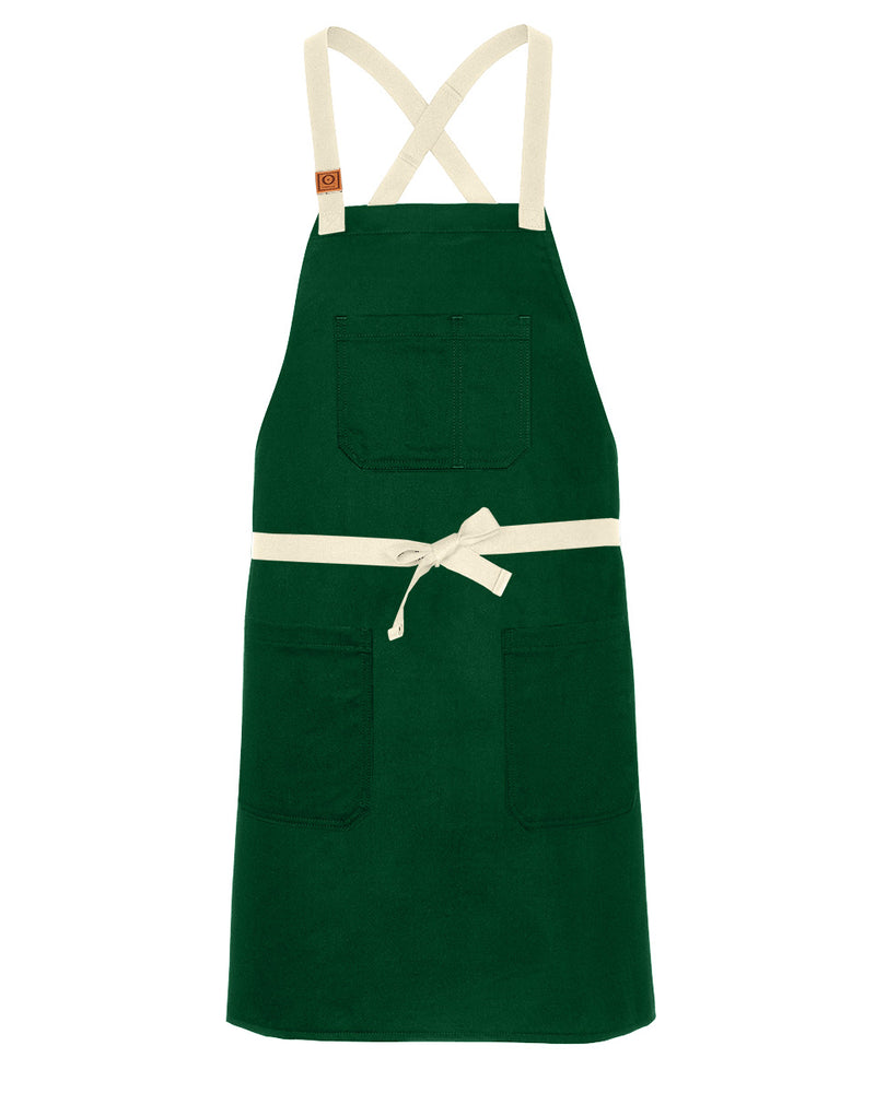 cheftog.com Regular Emerald Chino Twill CrossBack Snap Tie Apron 2630S-50CT-RG