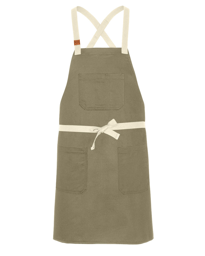 cheftog.com Regular Khaki Chino Twill CrossBack Snap Tie Apron 2630S-04CT-RG