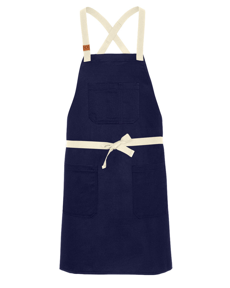 cheftog.com Regular Navy Chino Twill CrossBack Snap Tie Apron 2630S-10CT-RG