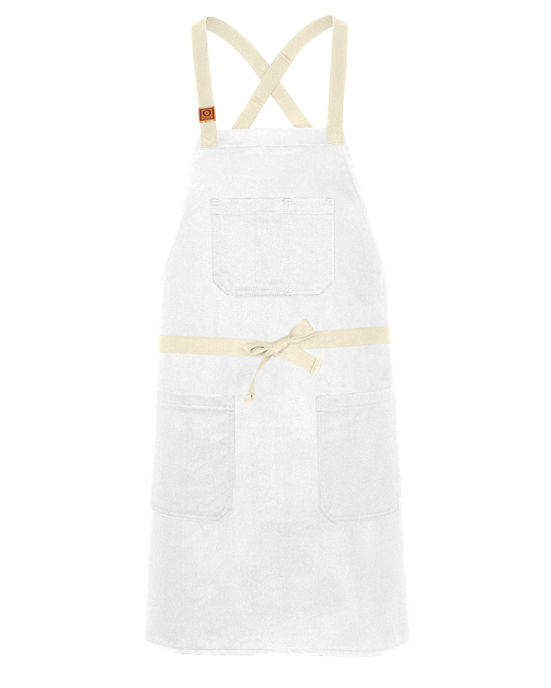 cheftog.com Regular White Chino Twill CrossBack Snap Tie Apron 2630S-02CT-RG
