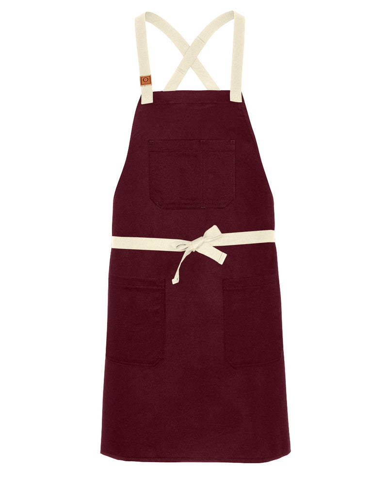 cheftog.com Regular Wine Chino Twill CrossBack Snap Tie Apron 2630S-47CT-RG