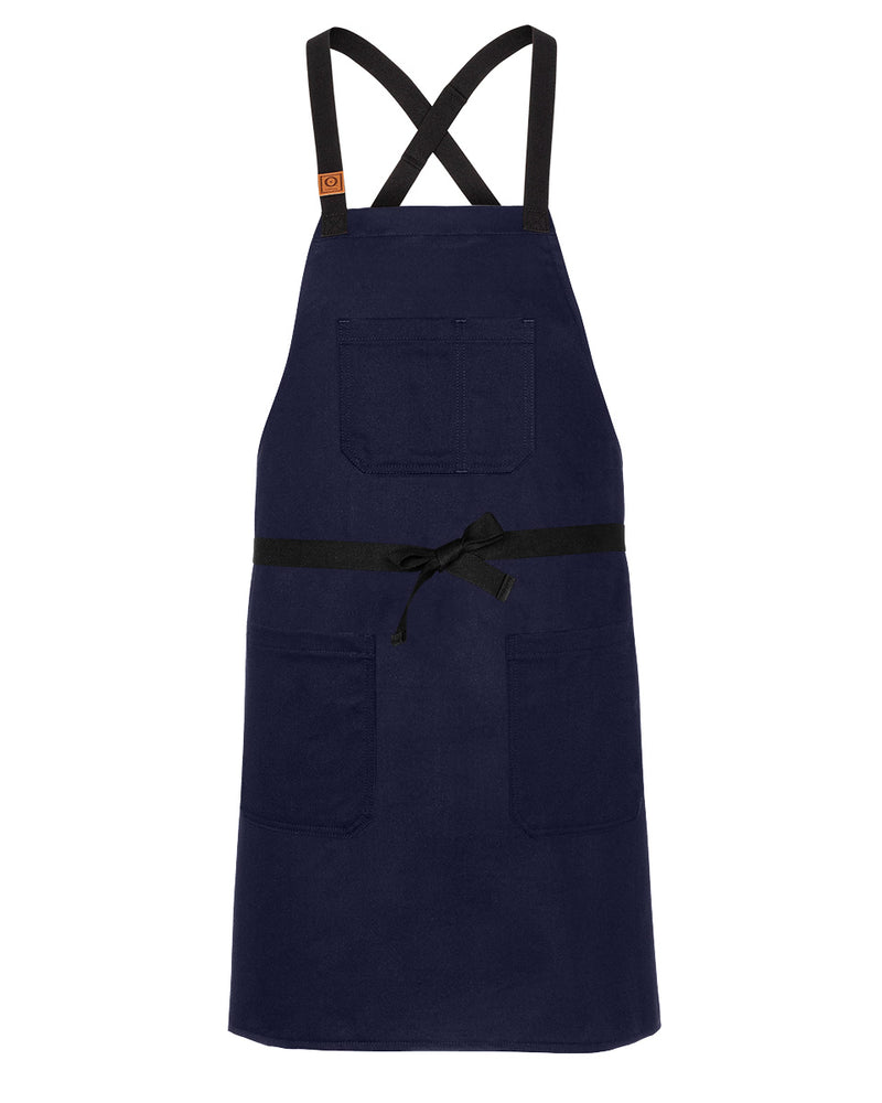 cheftog.com Big and Tall Navy Hopsack Canvas CrossBack Snap Tie Apron 2430S-01HC-BT