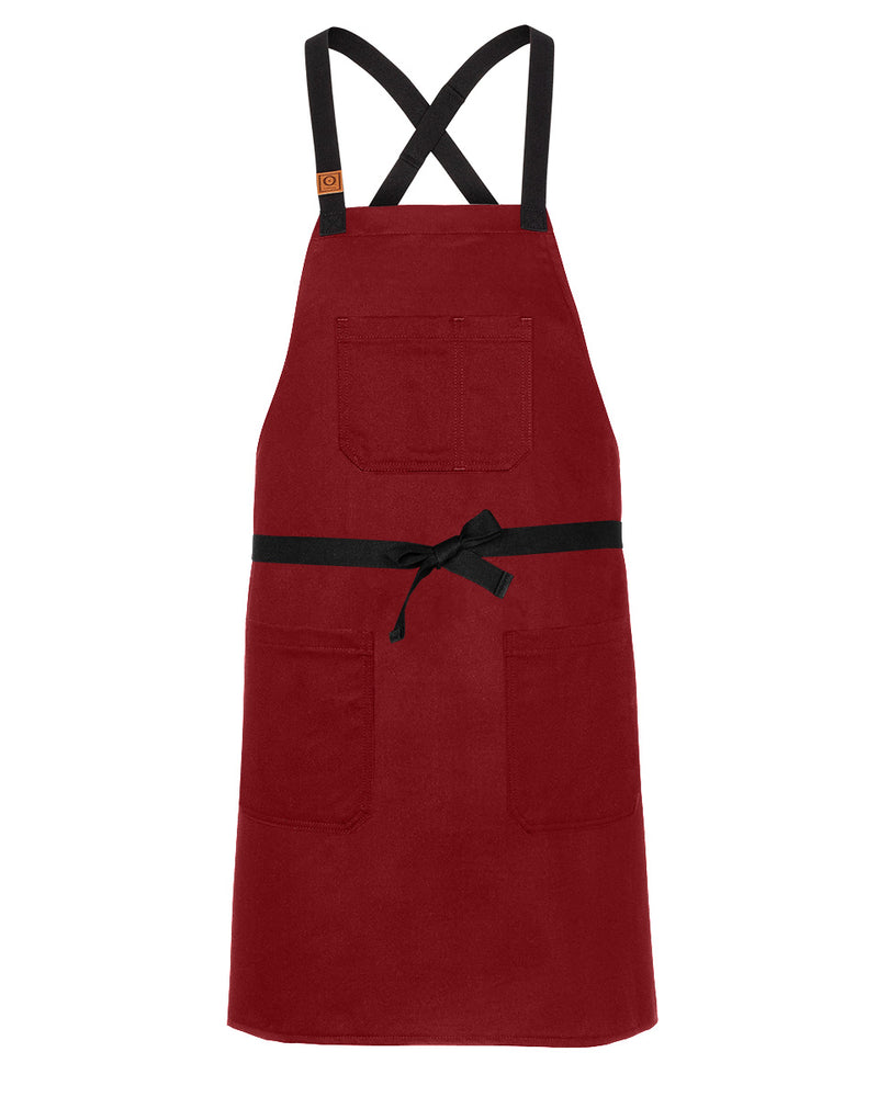 cheftog.com Big and Tall Sierra Red Hopsack Canvas CrossBack Snap Tie Apron 2430S-37HC-BT