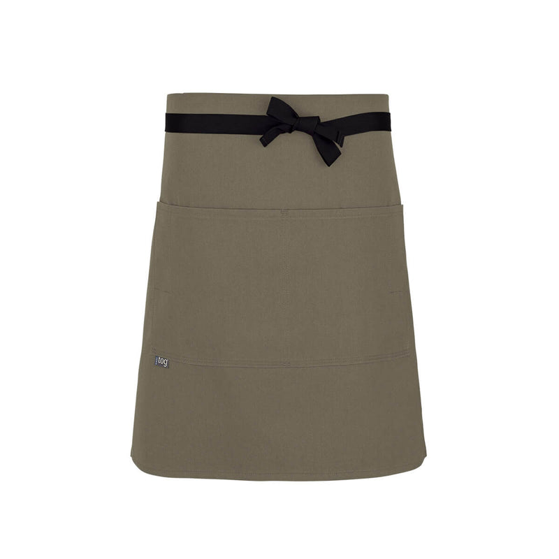 cheftog.com  Khaki Lightweight Half Length Four Pocket Server Apron 1120-04PC-4P
