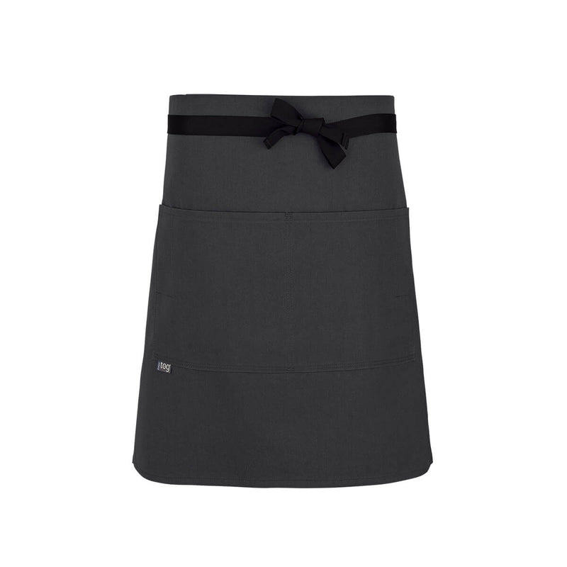 cheftog.com  Charcoal Lightweight Half Length Four Pocket Server Apron 1120-06PC-4P