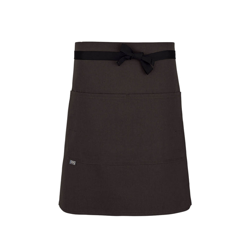 cheftog.com  Chocolate Lightweight Half Length Four Pocket Server Apron 1120-15PC-4P