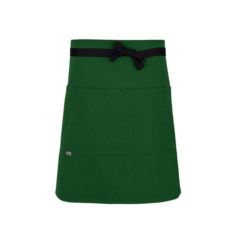 cheftog.com  Green Pepper Lightweight Half Length Four Pocket Server Apron 1120-30PC-4P