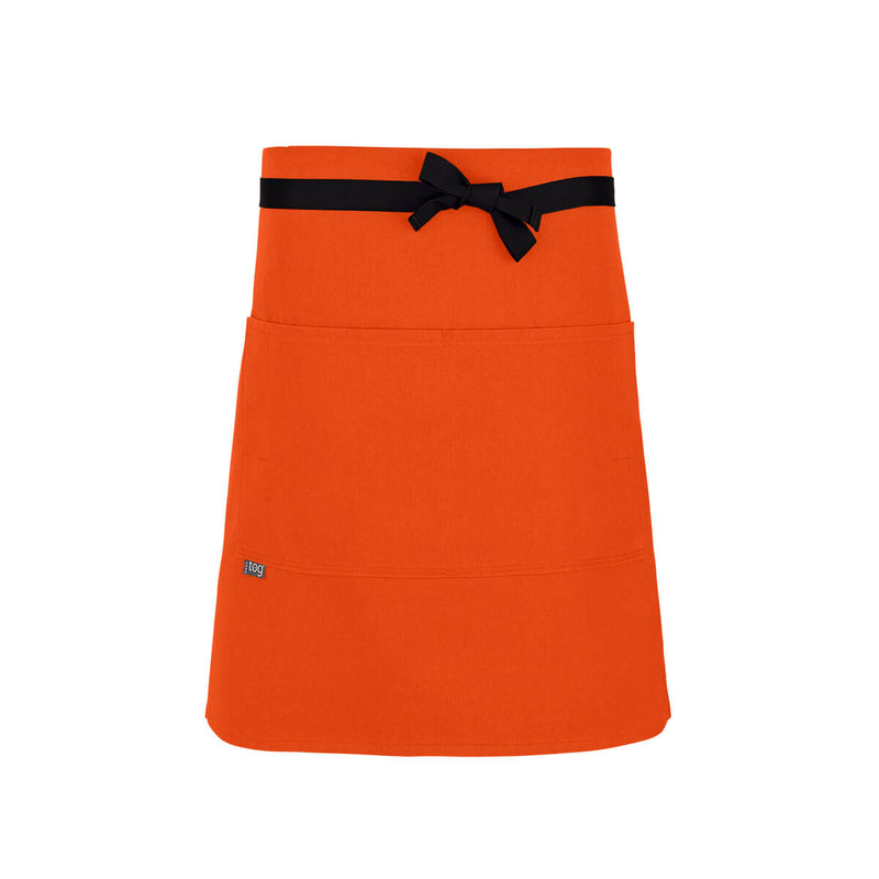 cheftog.com  Tangerine Lightweight Half Length Four Pocket Server Apron 1120-32PC-4P