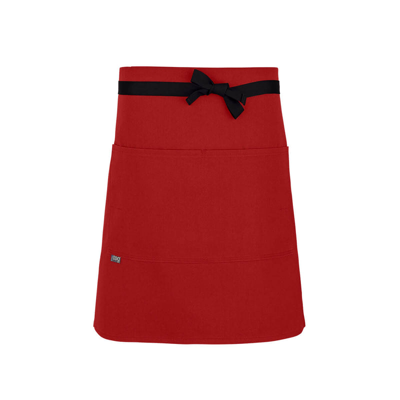 cheftog.com  Red Lightweight Half Length Four Pocket Server Apron 1120-33PC-4P