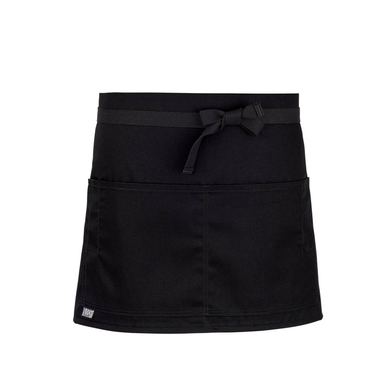 cheftog.com  Black Lightweight Quarter Length Four Pocket Server Apron 1110-01PC-4P