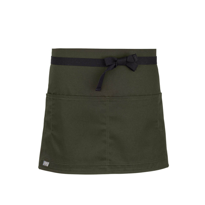 cheftog.com  Olive Drab Lightweight Quarter Length Four Pocket Server Apron 1110-11PC-4P