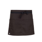 cheftog.com  Chocolate Lightweight Quarter Length Four Pocket Server Apron 1110-15PC-4P