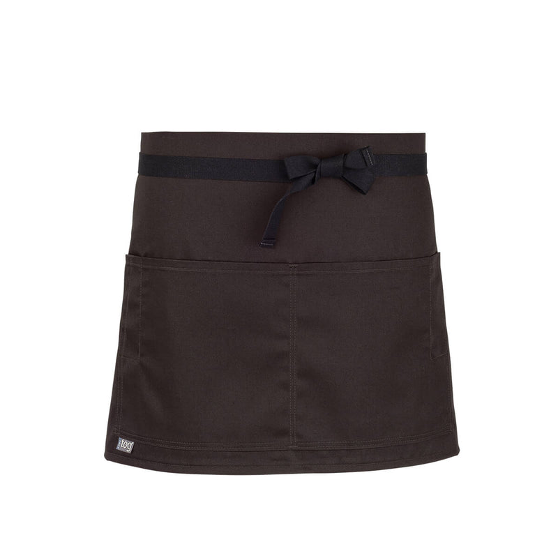 cheftog.com  Chocolate Lightweight Quarter Length Four Pocket Server Apron 1110-15PC-4P