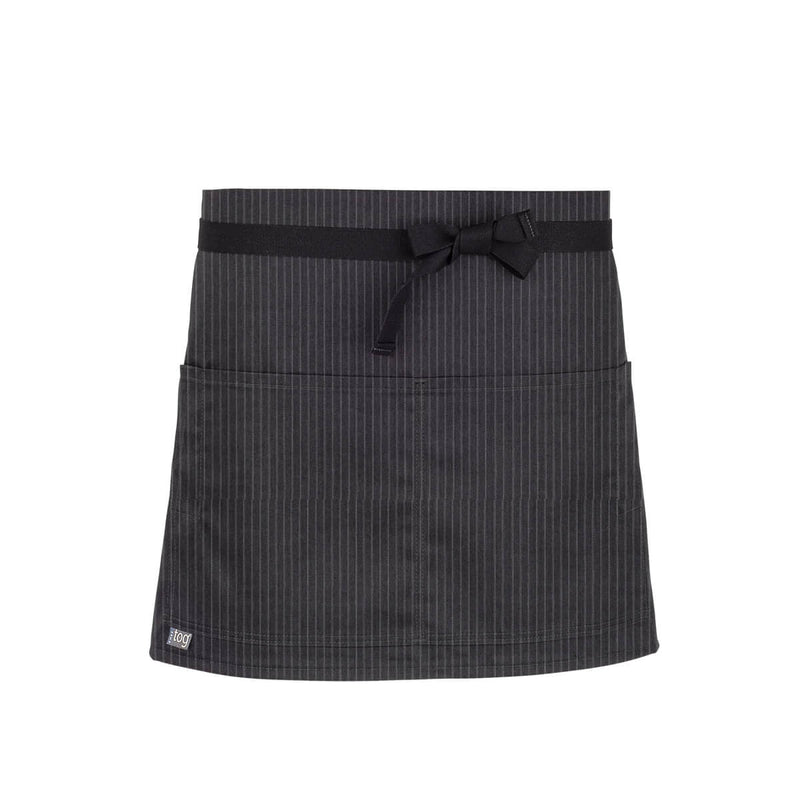 cheftog.com  Gray Stripe Lightweight Quarter Length Four Pocket Server Apron 1110-19PC-4P