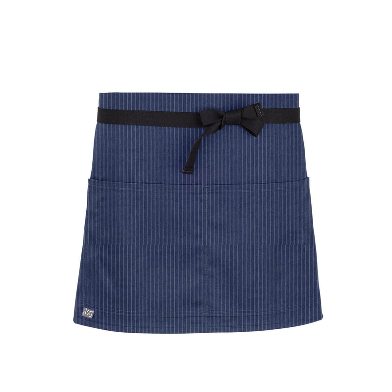 cheftog.com  Blue Stripe Lightweight Quarter Length Four Pocket Server Apron 1110-20PC-4P