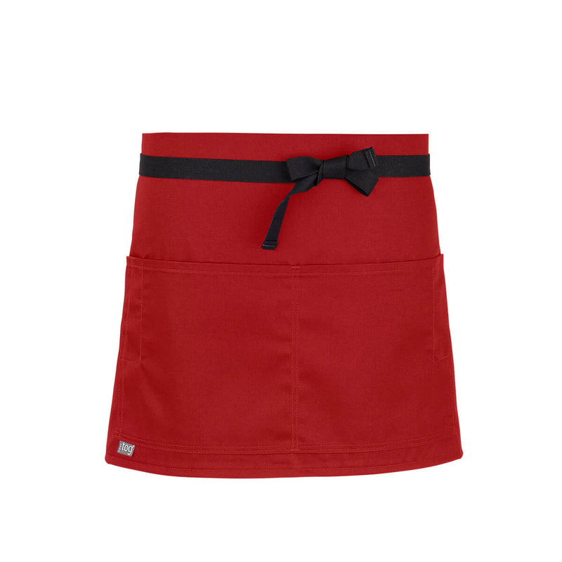 cheftog.com  Red Lightweight Quarter Length Four Pocket Server Apron 1110-33PC-4P