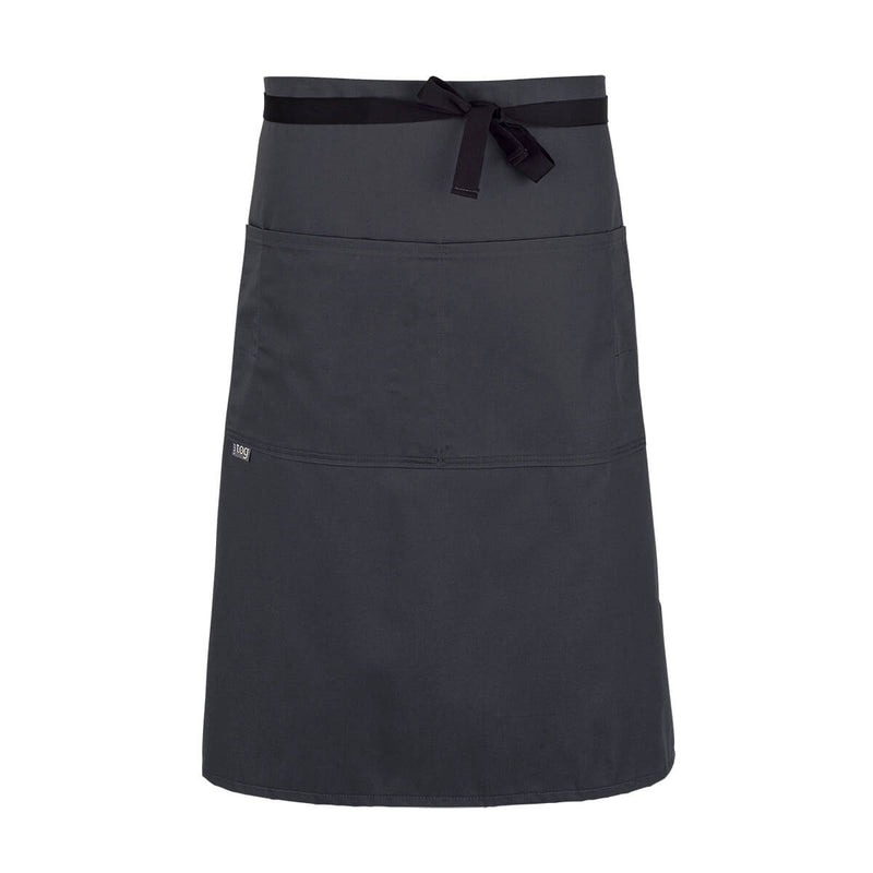 cheftog.com  Charcoal Lightweight Three Quarter Length Four Pocket Server Apron 1130-06PC-4P