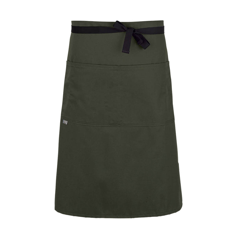 cheftog.com  Olive Drab Lightweight Three Quarter Length Four Pocket Server Apron 1130-11PC-4P