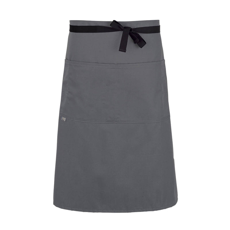 cheftog.com  Gray Lightweight Three Quarter Length Four Pocket Server Apron 1130-16PC-4P
