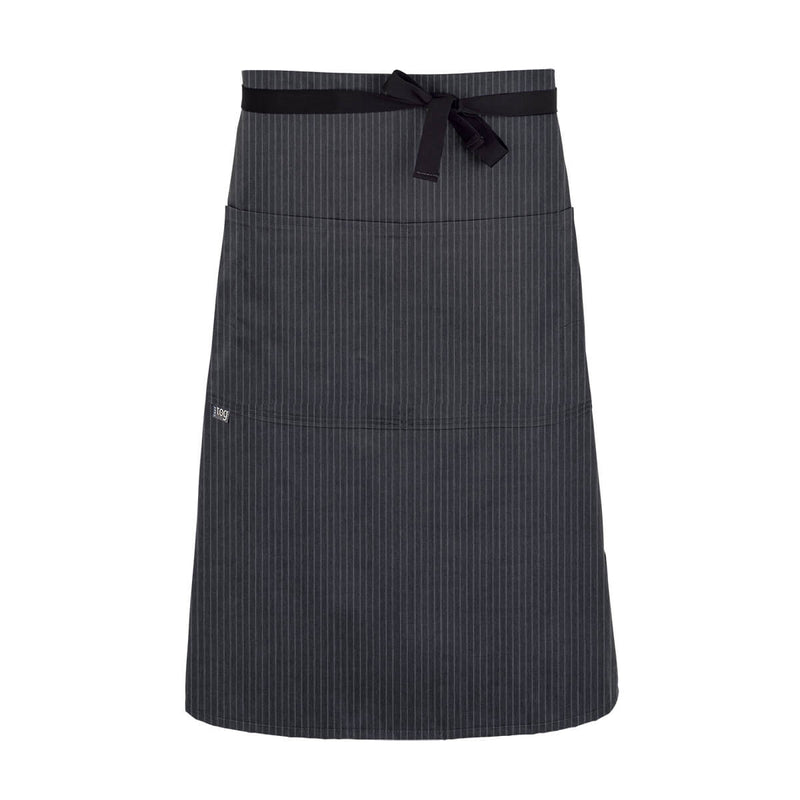 cheftog.com  Gray Stripe Lightweight Three Quarter Length Four Pocket Server Apron 1130-19PC-4P