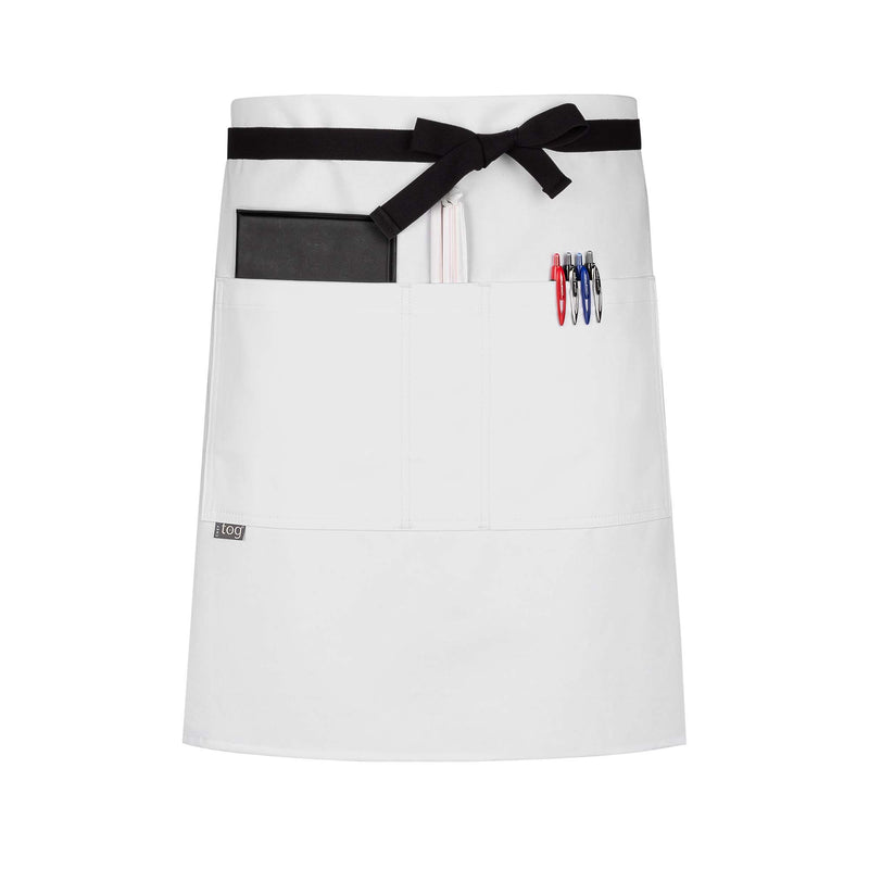 cheftog.com  White Performance Half Length Three Pocket Server Apron 2121-02CT-3P