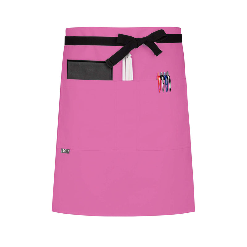 cheftog.com  Fuchsia Performance Half Length Three Pocket Server Apron 2121-53CT-3P