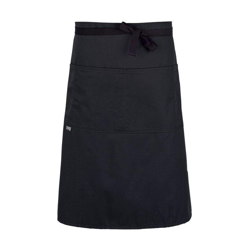 cheftog.com  Black Performance Three Quarter Length Four Pocket Server Apron 2131-01CT-4P