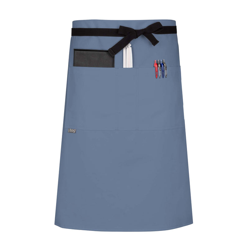 cheftog.com  Blue Stone Performance Three Quarter Length Three Pocket Server Apron 2131-57CT-3P
