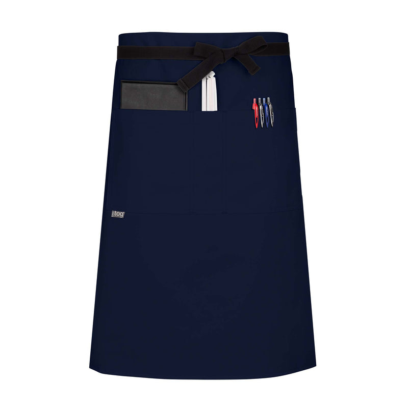 cheftog.com  Navy Performance Three Quarter Length Three Pocket Server Apron 2131-10CT-3P